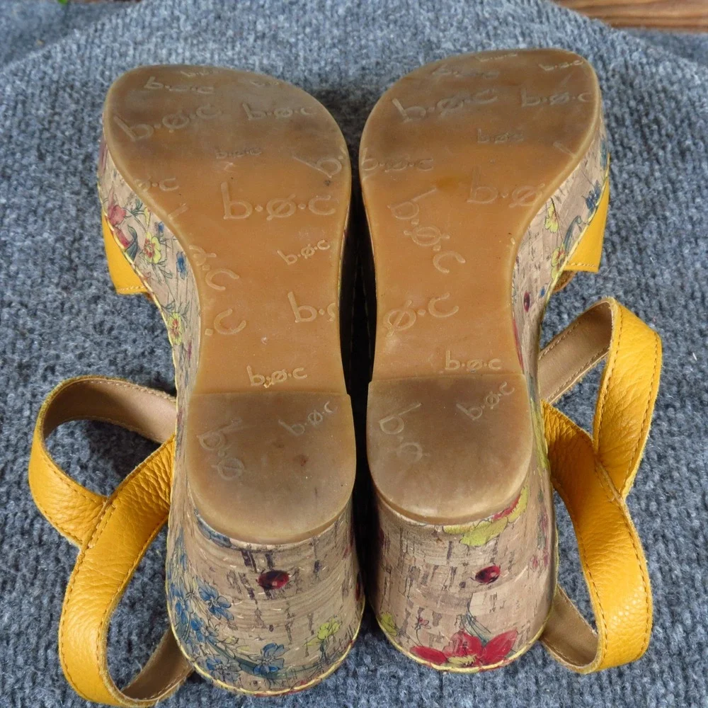 b.o.c. Born Concept Womens Wedge Sandal 7 Floral Print Cork Yellow C16007